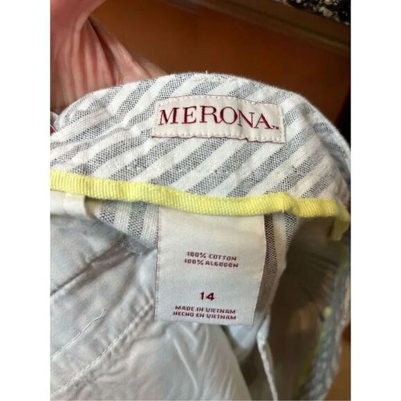 Merona NWT 14 cotton flat front grey striped chino shorts 5 inch inseam - Picture 5 of 6